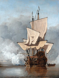 VOC-schip vuurt kanon af